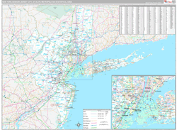 New York-Newark-Jersey City Metro Area Wall Map Premium Style 2024
